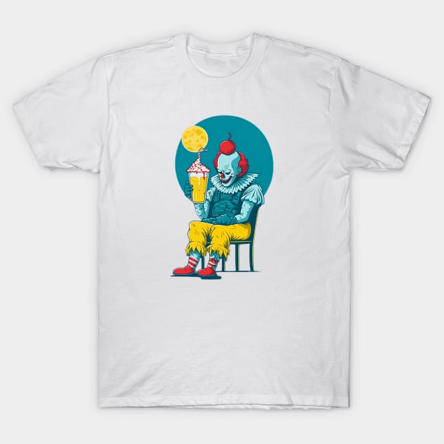 Twisted Refreshment: Evil Clown Unwinds T-Shirt by zoocostudio